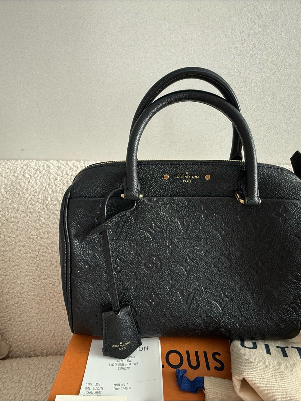 Louis Vuitton Speedy 25 Black Monogram Empreinte Satchel with Gold Hardware